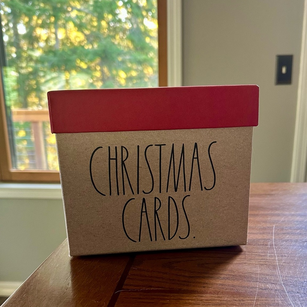 Rae Dunn Red and Brown Christmas Card Box